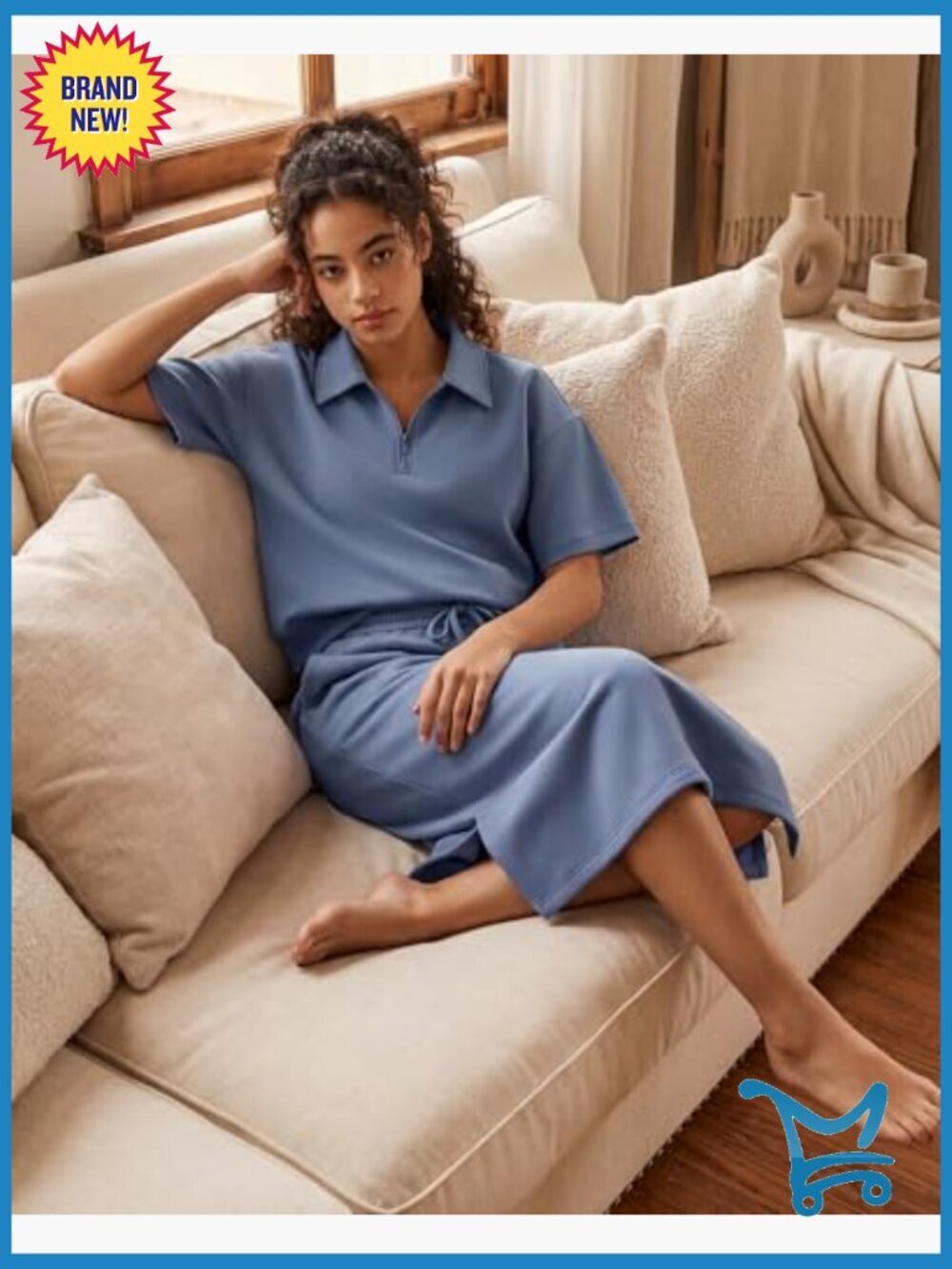 Modal Maxi Skirt with Pockets - High Rise Drawstring Lounge - Picture 3 of 6